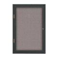 United Visual Products Single Door Enclosed Radius EZ Tack Board, 36"x36", Satin/Grey UV7002EZ-GREY-SATIN